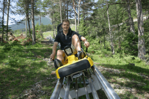 Oliver Bierhoff im Alpine Coaster